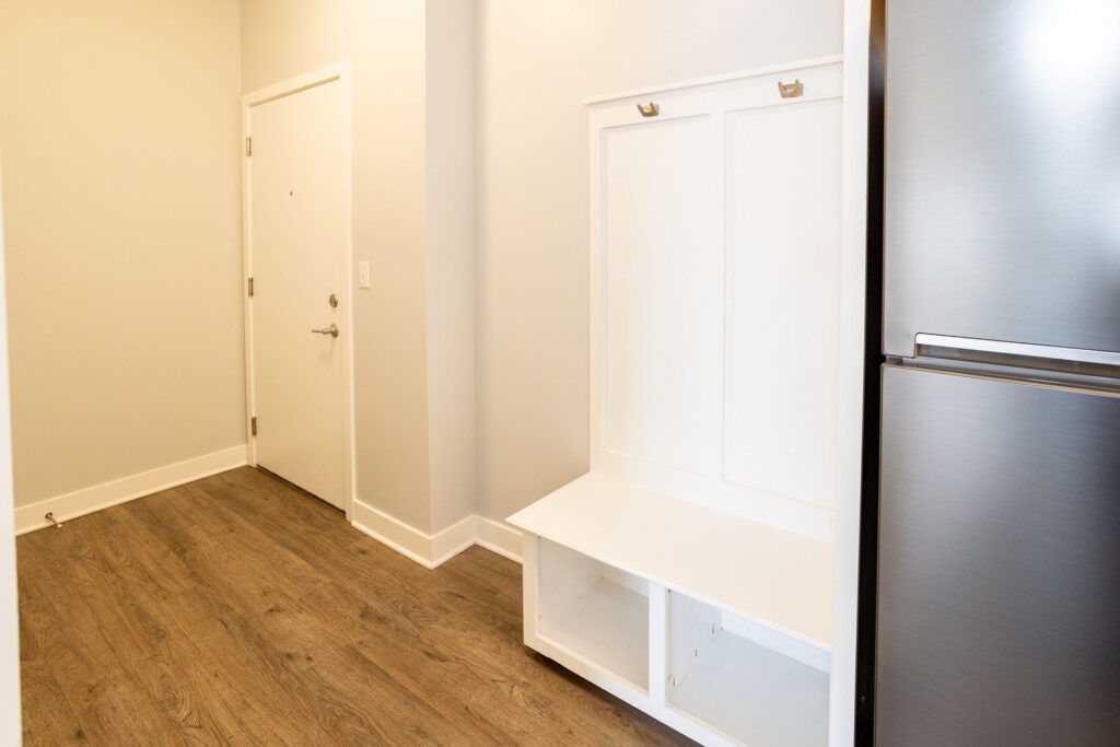 Contemporary entry in modern apartments at 231 Flats in West Lafayette