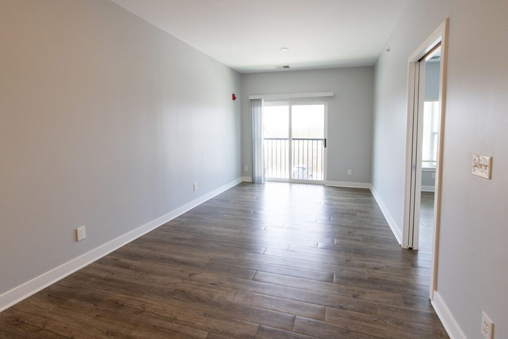 Modern living room at 231 Flats apartments near Purdue University in West Lafayette